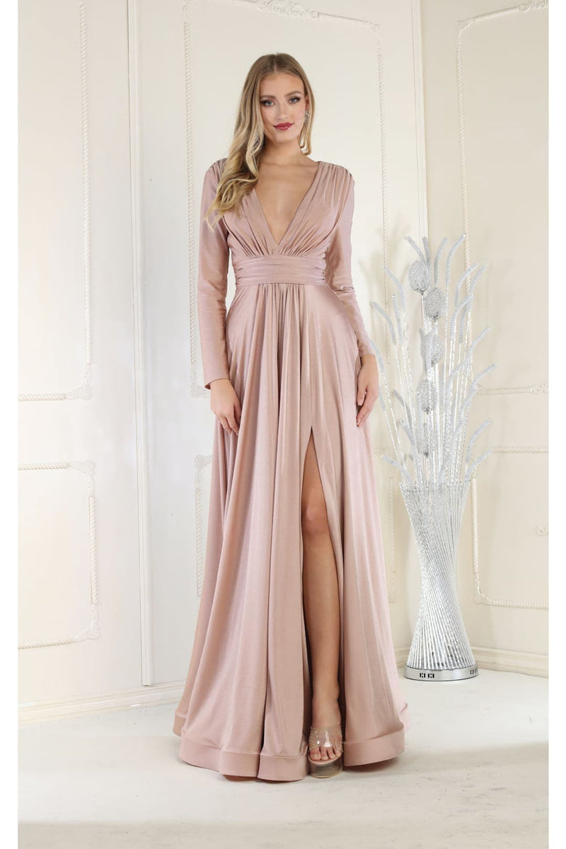 Long Sleeve V Neck Bridesmaids Dresses