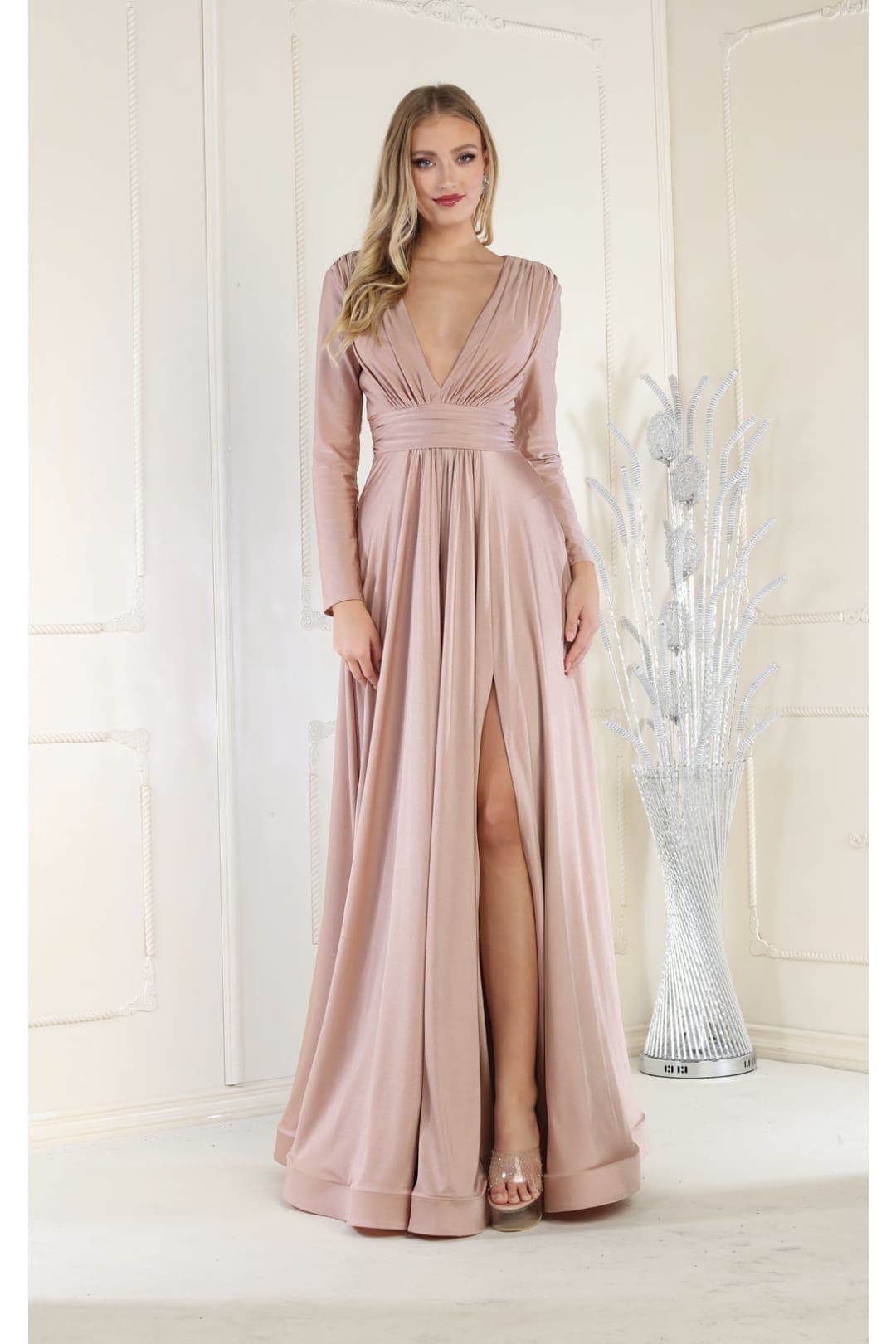 Long Sleeve V Neck Bridesmaids Dresses