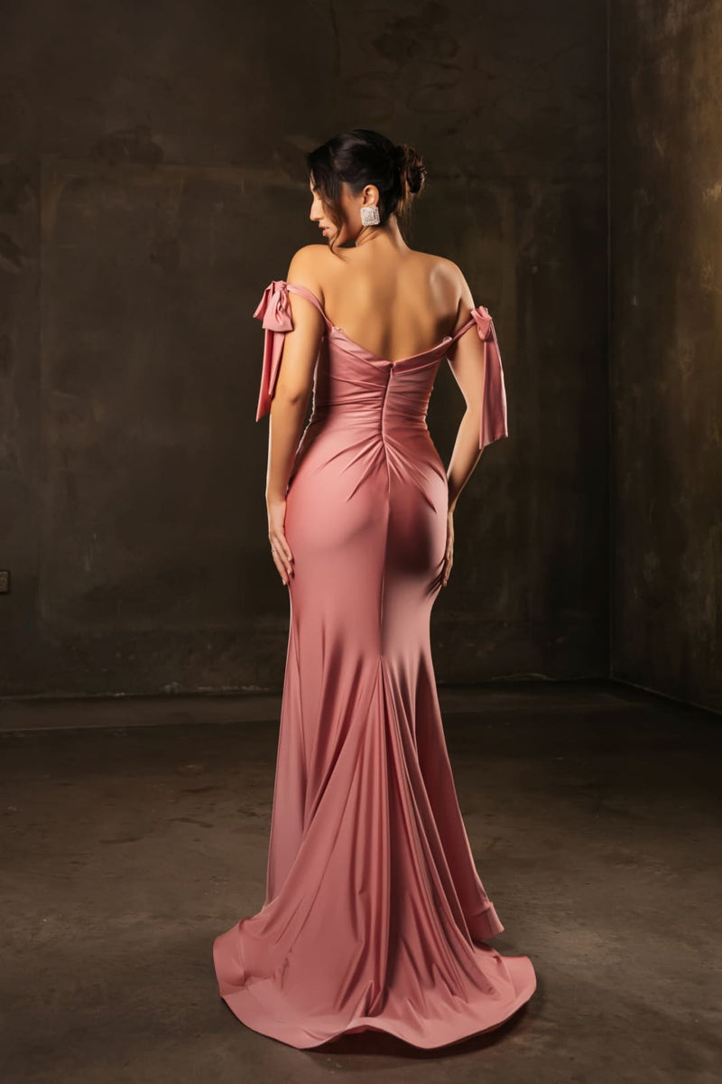 Stretchy Ruched Off The Shoulder Prom Dress