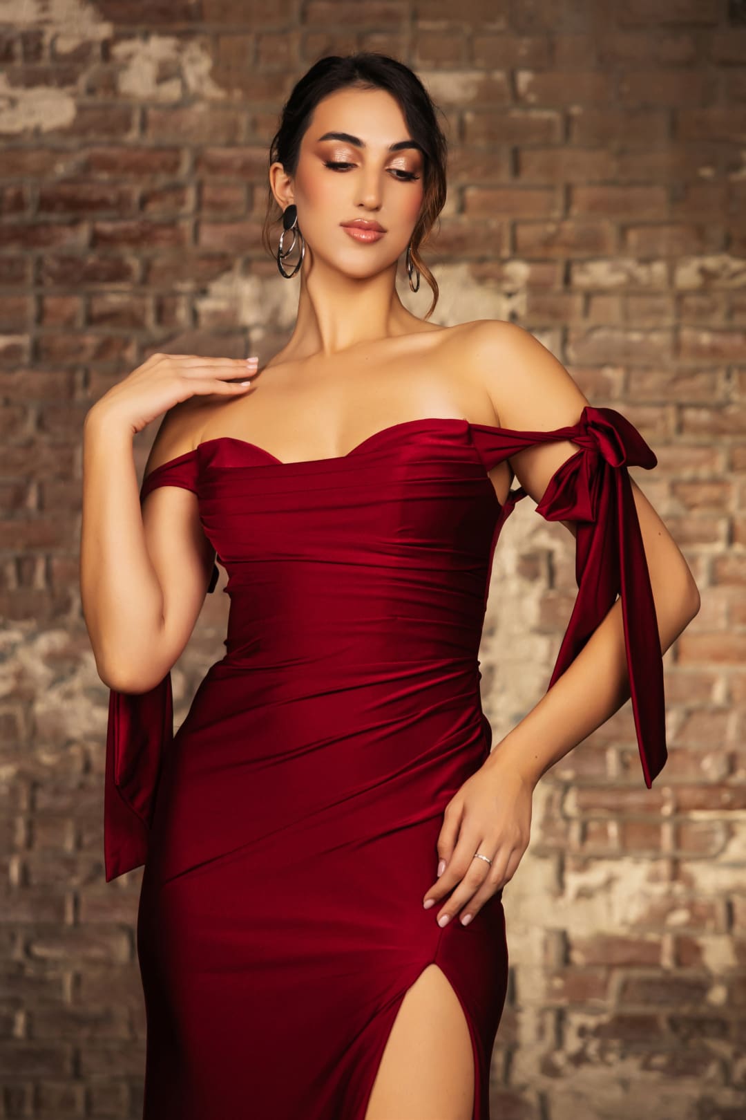 Stretchy Ruched Off The Shoulder Prom Dress