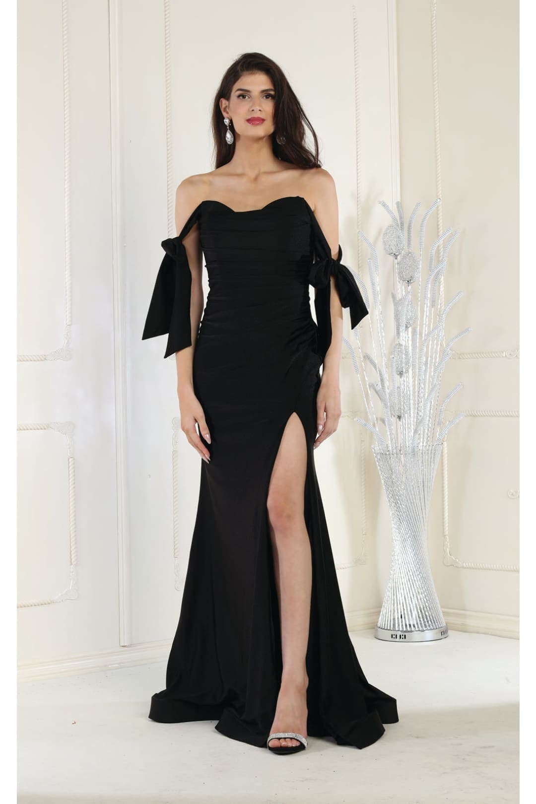 Stretchy Ruched Off The Shoulder Prom Dress