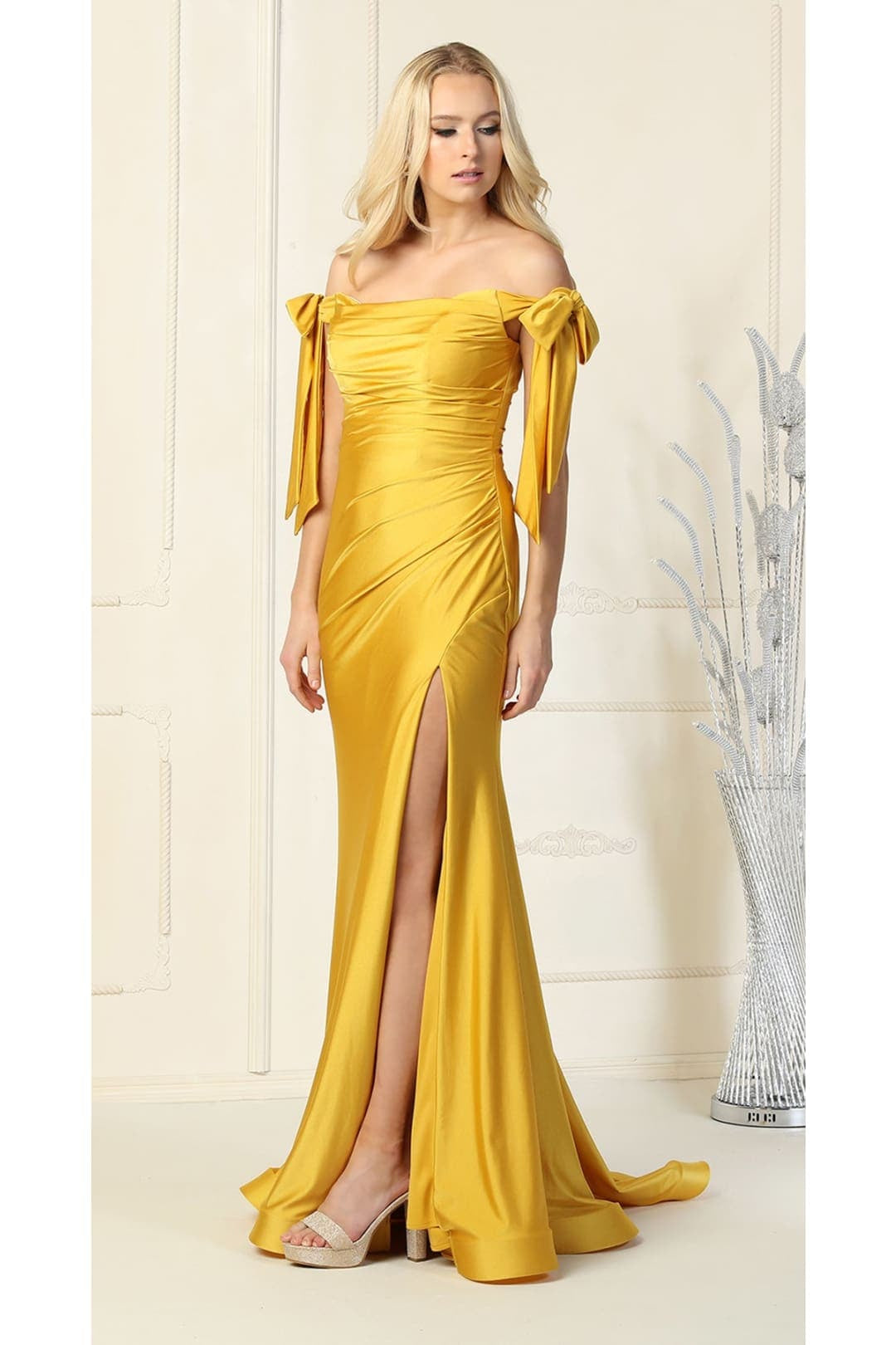 Stretchy Ruched Off The Shoulder Prom Dress