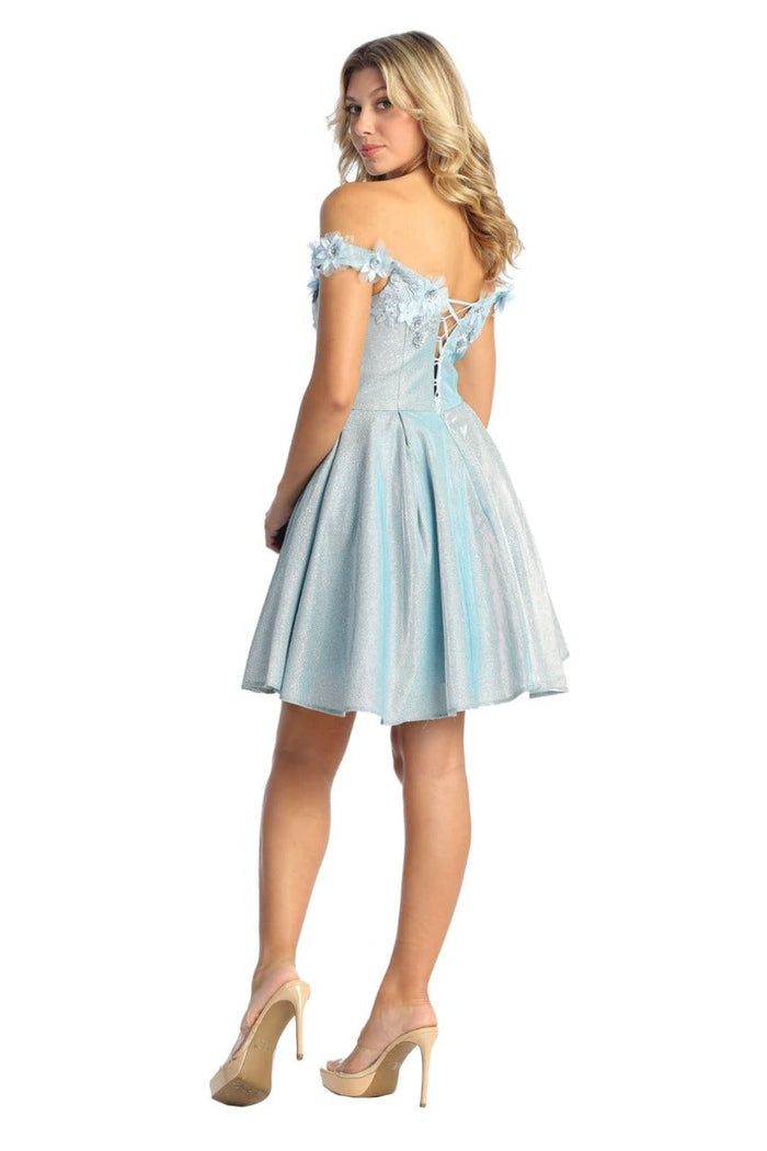 May Queen MQ1906 Off The Shoulder Glitter Short Homecoming Dama Dress