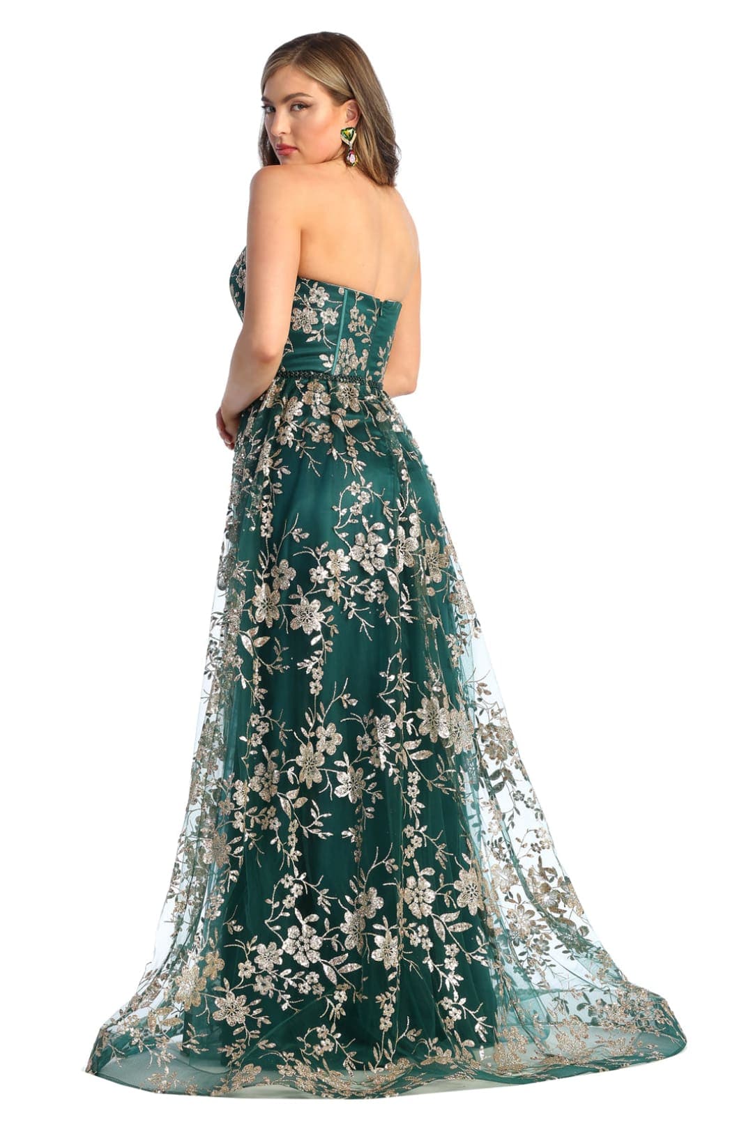 Sweetheart Prom Dress Floral Embroidered Long Strapless Evening Gown-New Collection