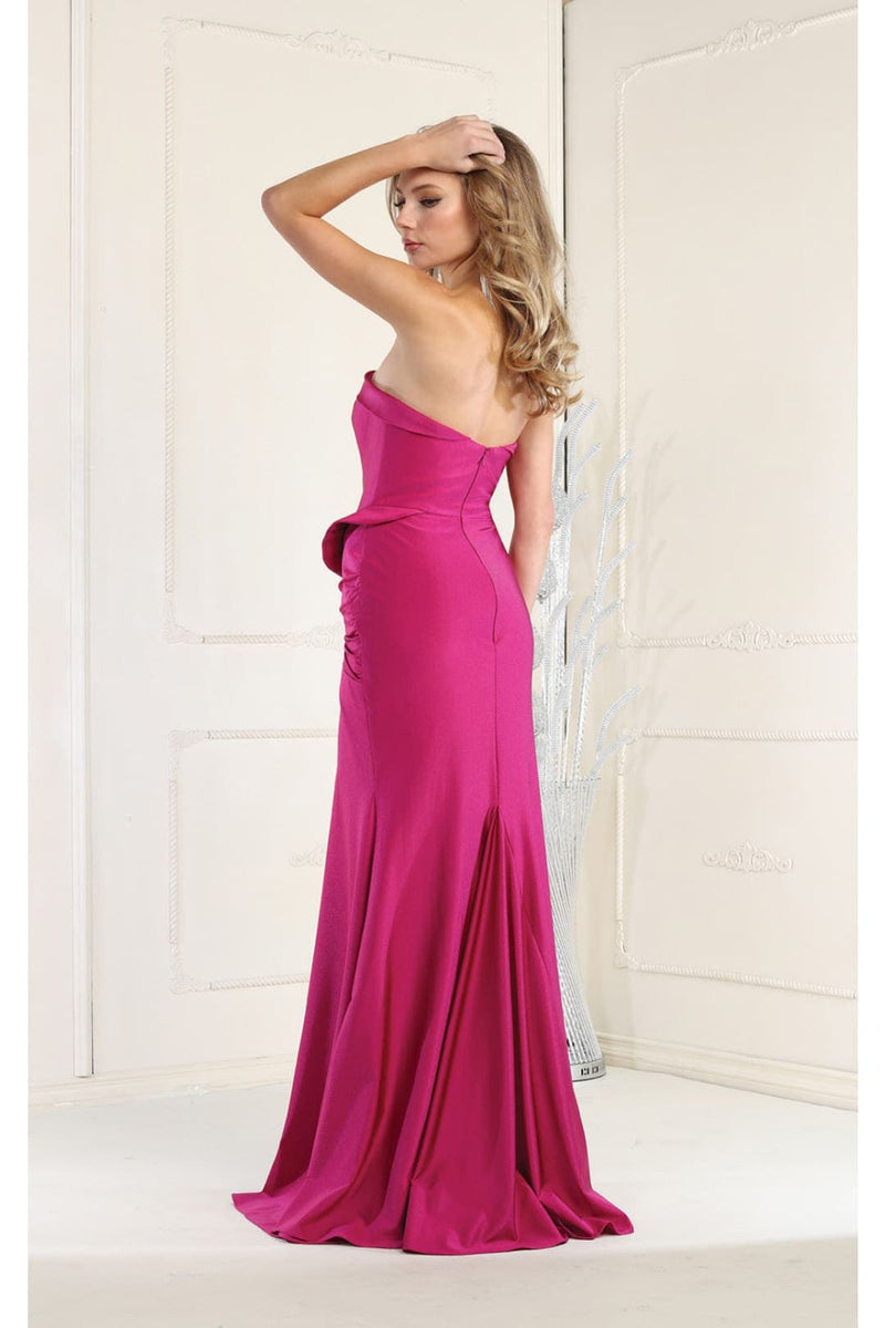 Simple Strapless Ruched Formal Dress MQ1947