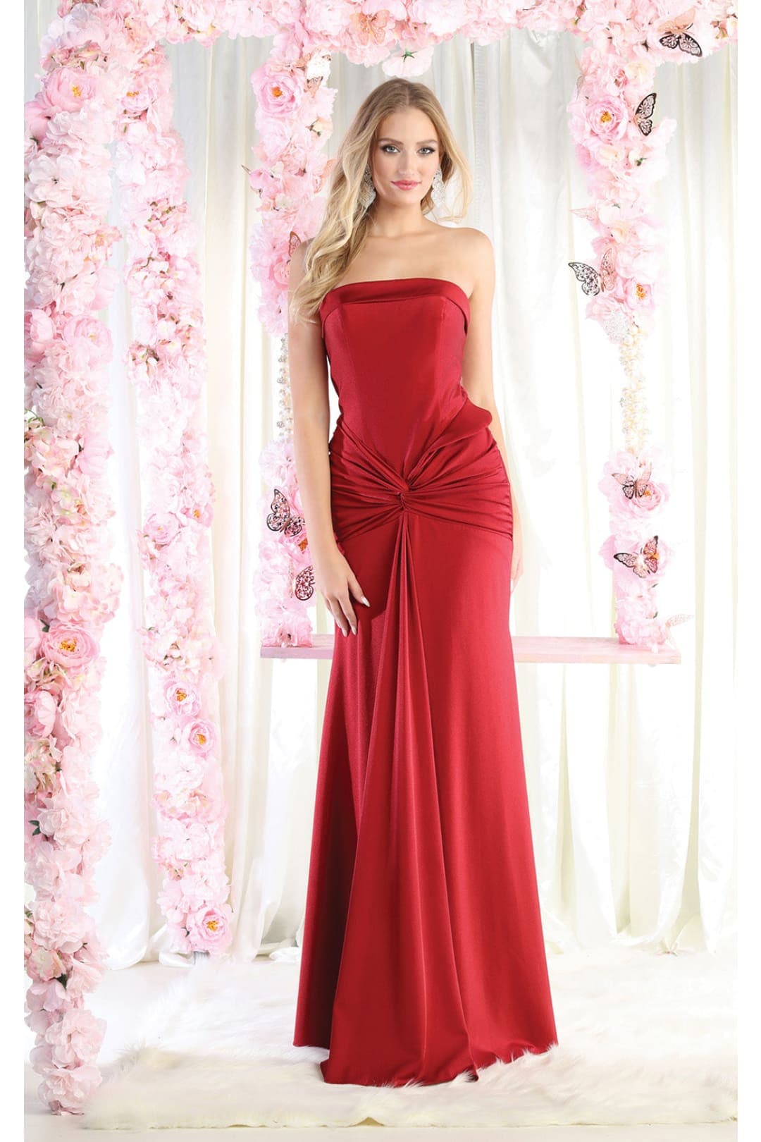 Simple Strapless Ruched Formal Dress MQ1947