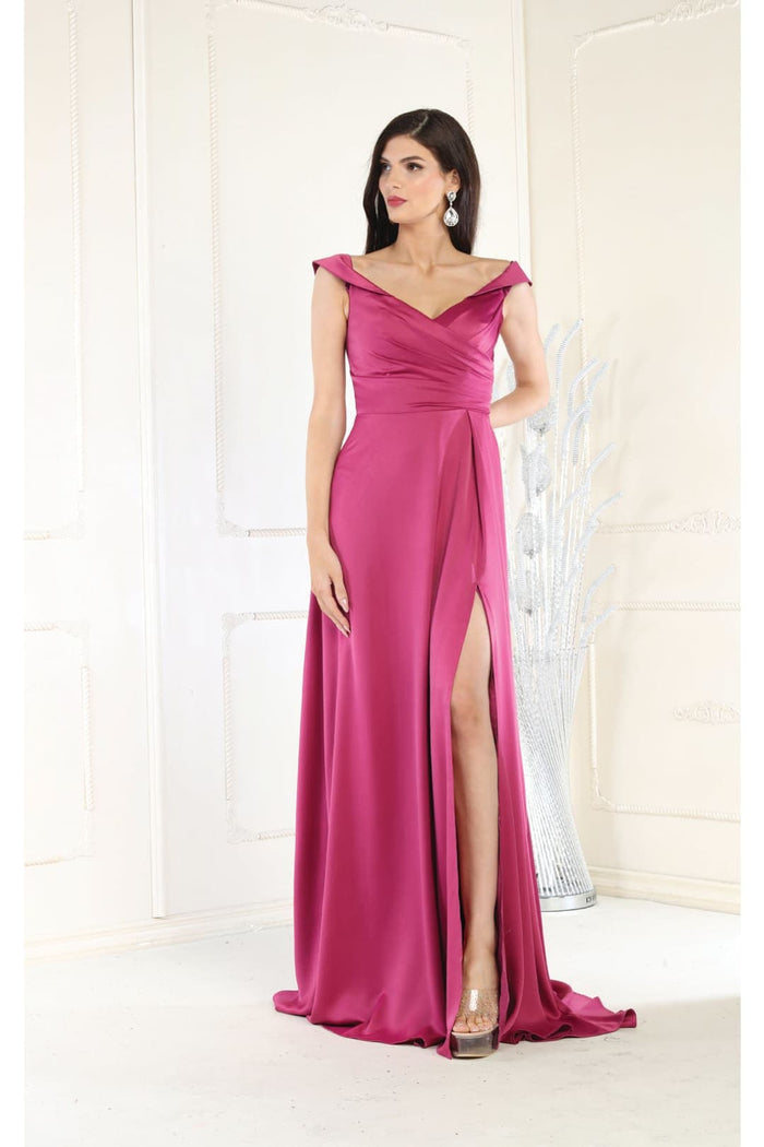 May Queen MQ1960 Off The Shoulder Corset A-Line Maxi Formal Prom Dress