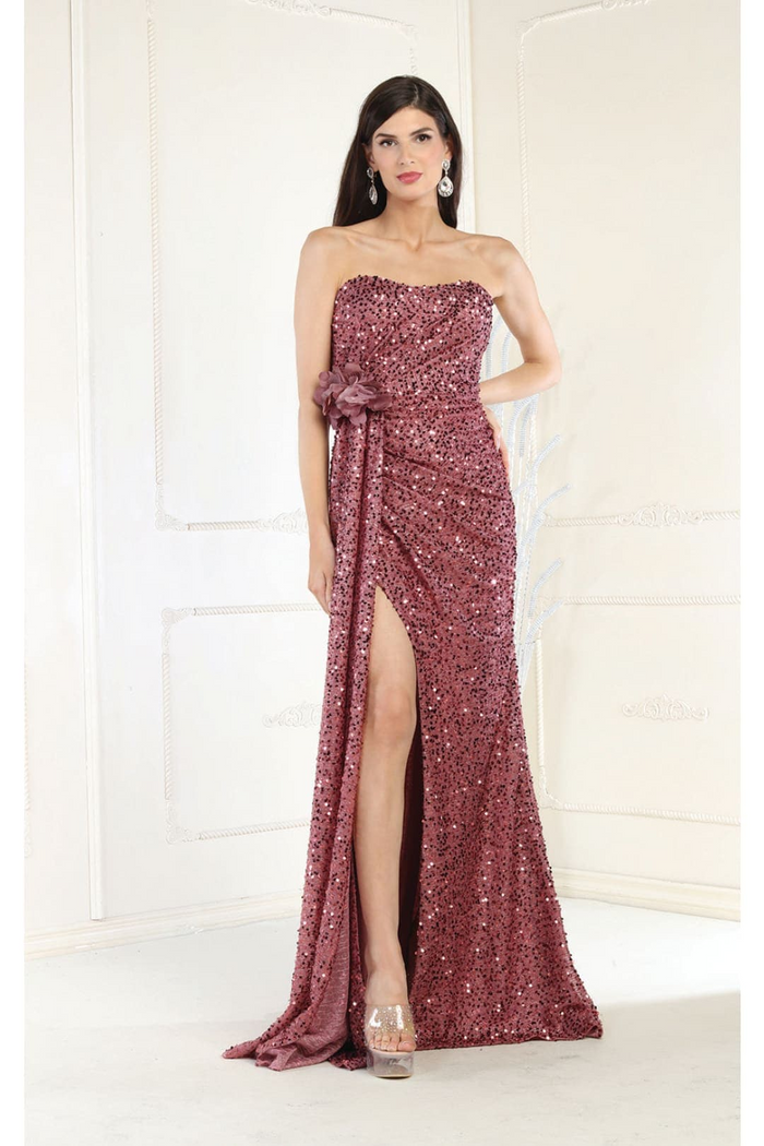 May Queen MQ1968 Strapless Sequin Formal Gown