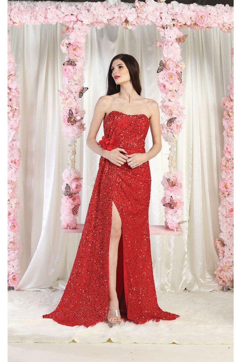 May Queen MQ1968 Strapless Sequin Formal Gown