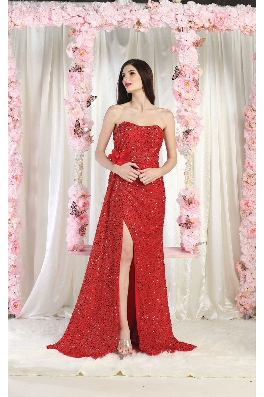 May Queen MQ1968 Strapless Sequin Formal Gown