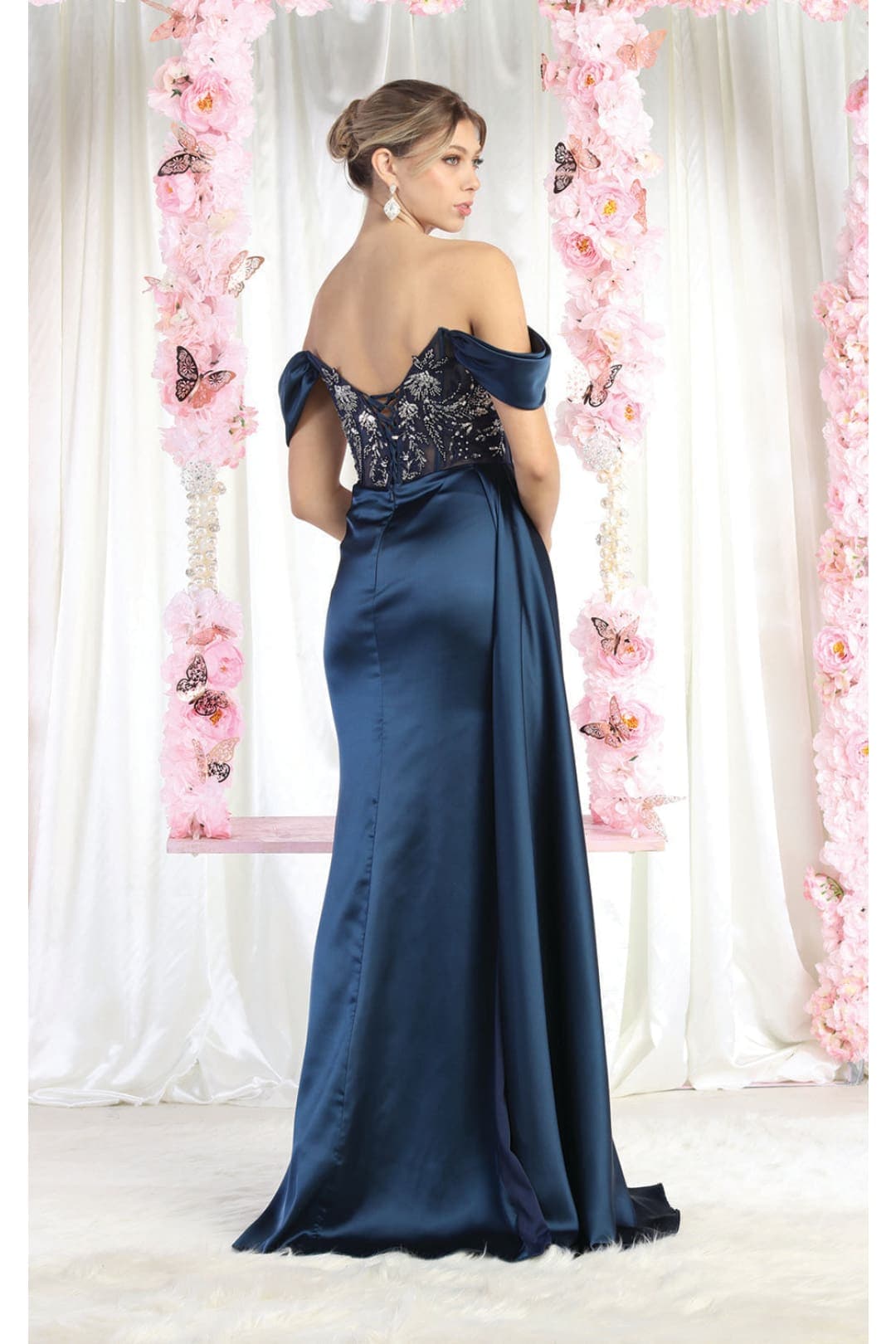 May Queen MQ1977 Sheer Bodice Red Carpet Gown-New Collection
