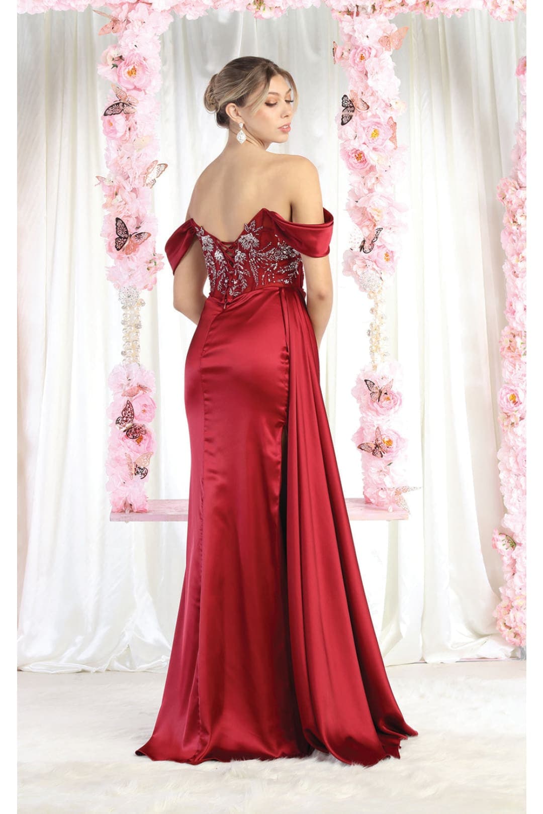 May Queen MQ1977 Sheer Bodice Red Carpet Gown-New Collection