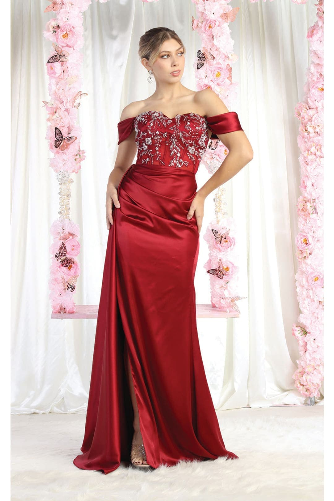 May Queen MQ1977 Sheer Bodice Red Carpet Gown-New Collection