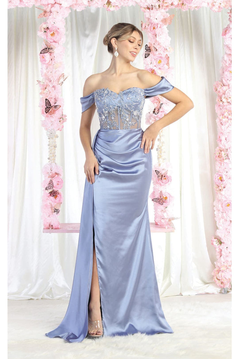May Queen MQ1977 Sheer Bodice Red Carpet Gown-New Collection