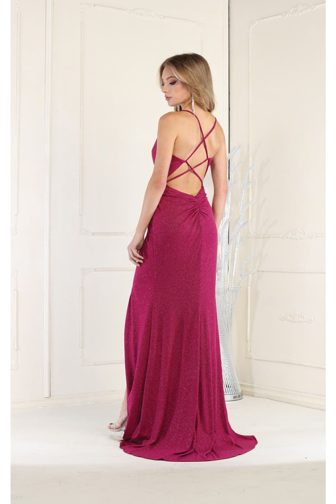 May Queen MQ1987 Criss Cross Open Back Prom Dress