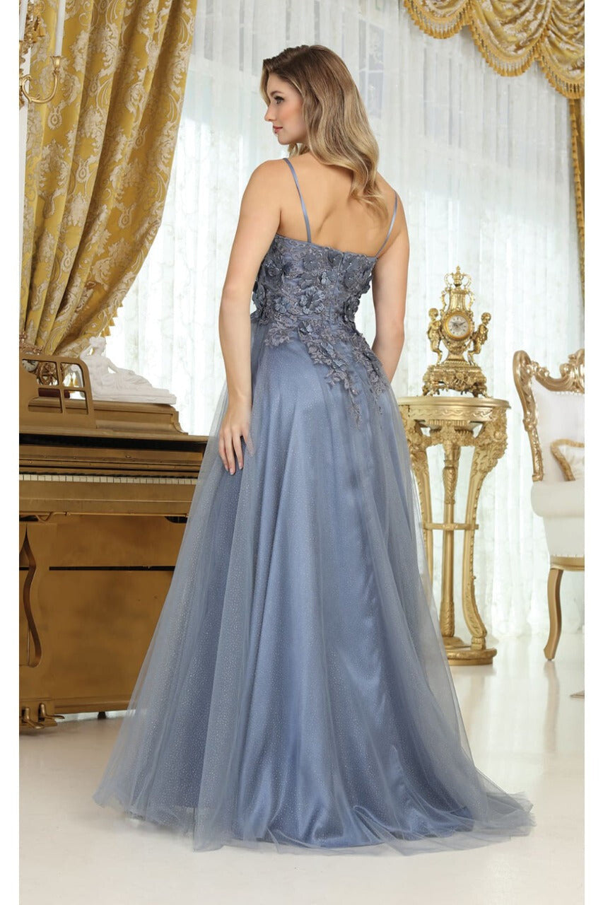May Queen MQ2016 Sleeveless 3D Floral Embellished Pageant Evening Gown