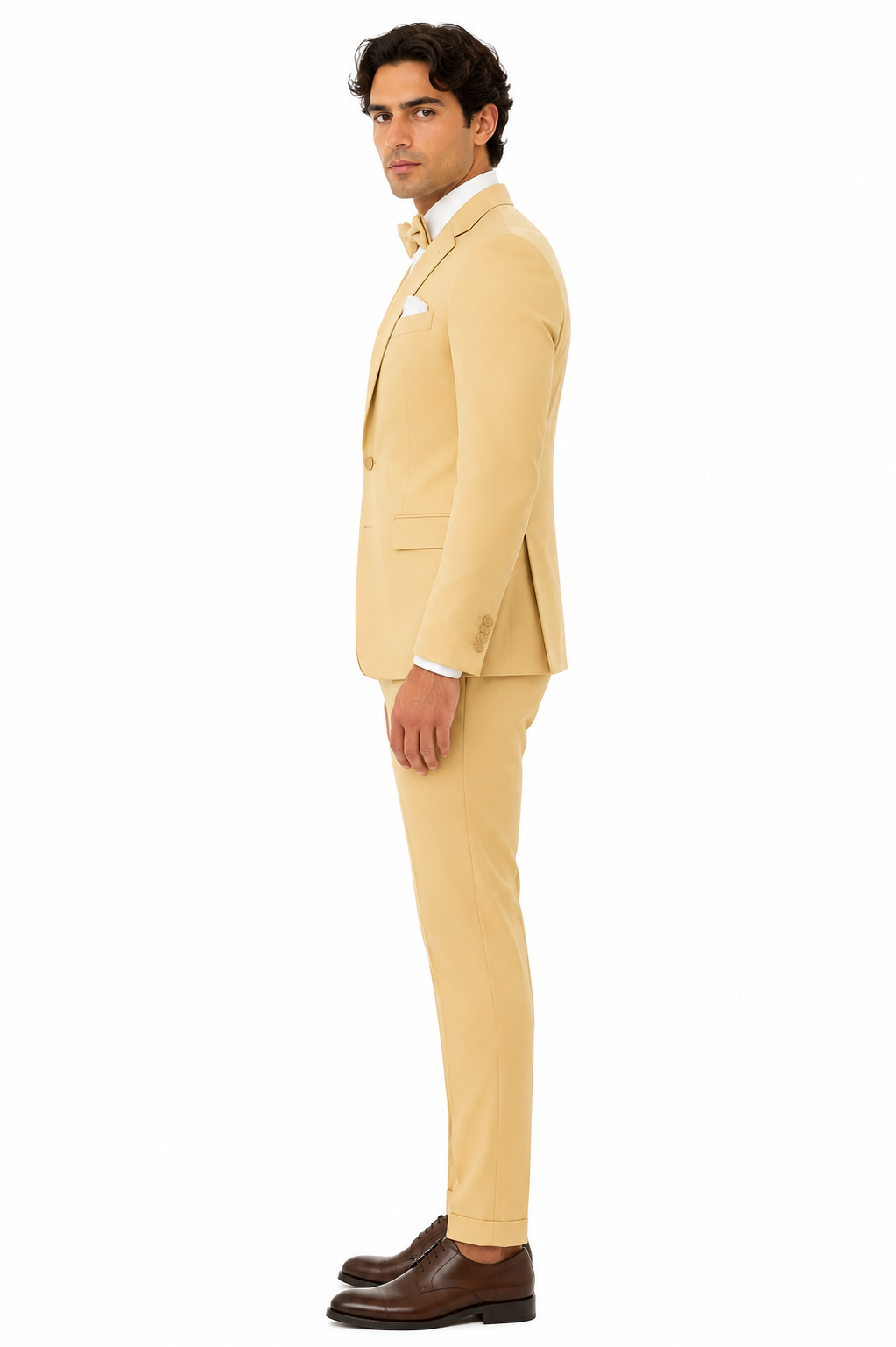 Men Champagne Suit - Light Gold Color Shiny Suit  -  Sateen Suit - Wedding Tuxedo Suit