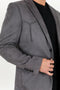 Double Button Suede Western Blazer Charcoal