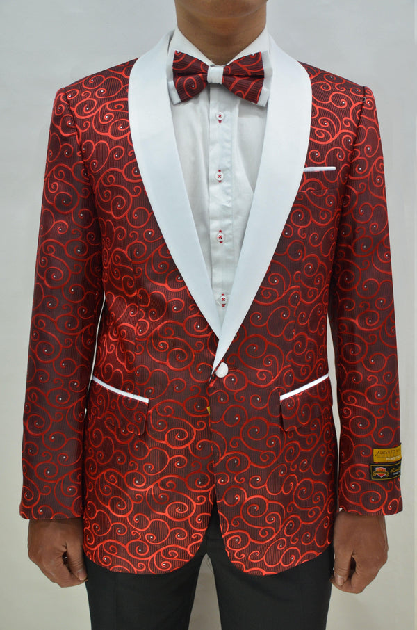 Paisley-300 Red/White - Mens Wholesale Blazers - AlbertoNardoniStore