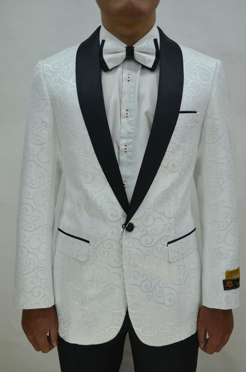 Paisley-300 White/Black - Mens Wholesale Blazers - AlbertoNardoniStore