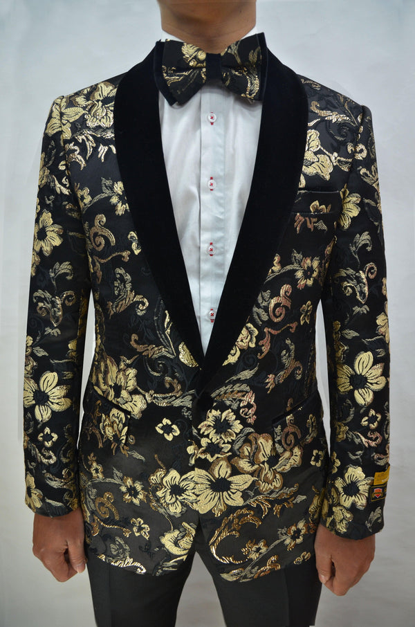 Paisley-300 Black/Gold - Mens Wholesale Blazers - AlbertoNardoniStore