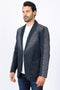 Men’s Navy Fashion Blazer with Embroidery – Smart Casual Dress Jacket
