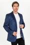 Double Button Suede Western Blazer Navy