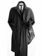 Men Belted Wool Overcoat Top Coat Full Length Black Alberto Belt-Coat OS