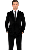 Tazzio Men’s Black Velvet 2-Piece Suit – Peak Lapel Slim Fit Tuxedo