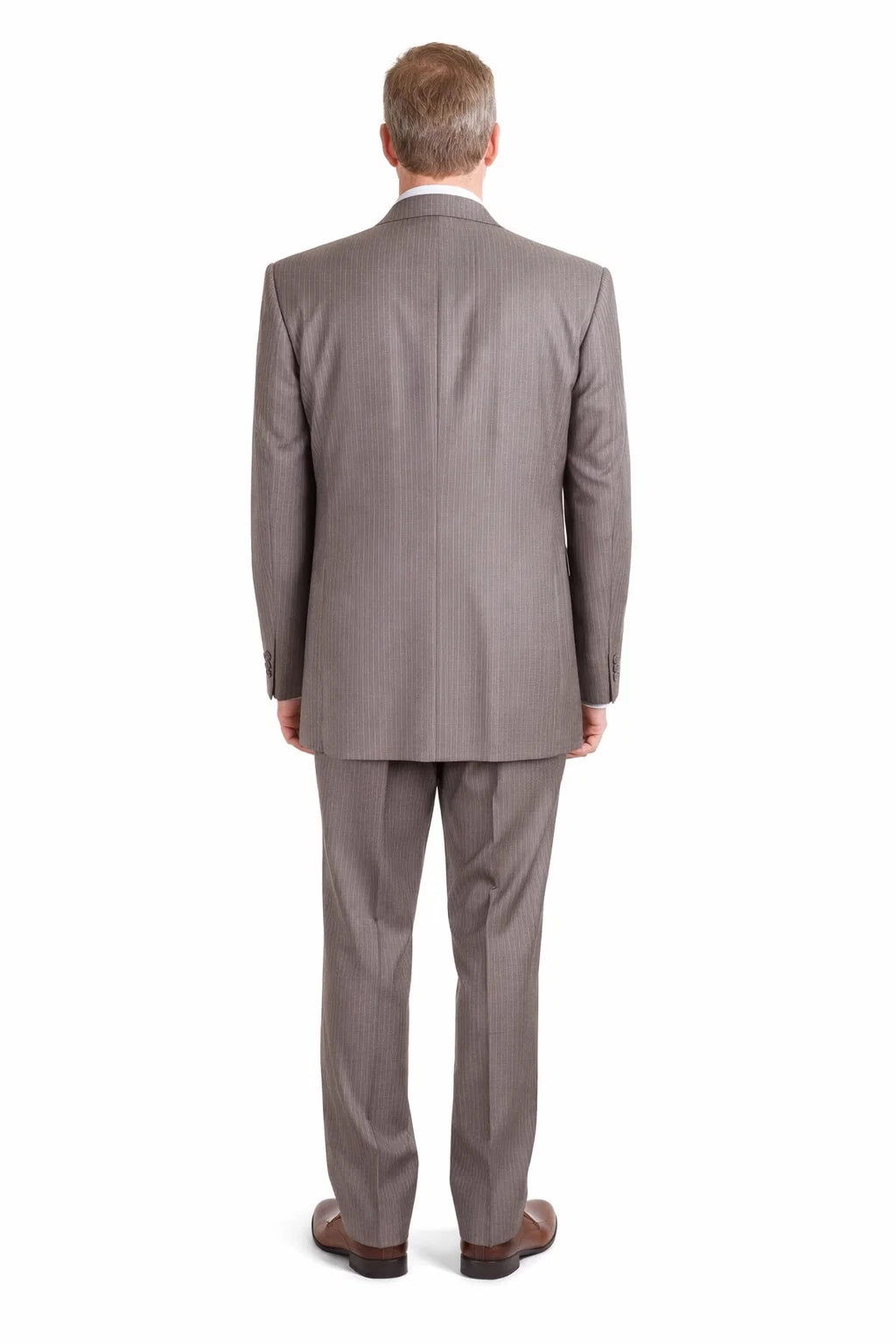 Men’s Great Gatsby Suit – 1920s Classic Fit Tan Banker Pinstripe 3 Button Suit