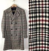 Men's Houndstooth Six Button Front Double Breasted Wool Overcoat - AlbertoNardoniStore