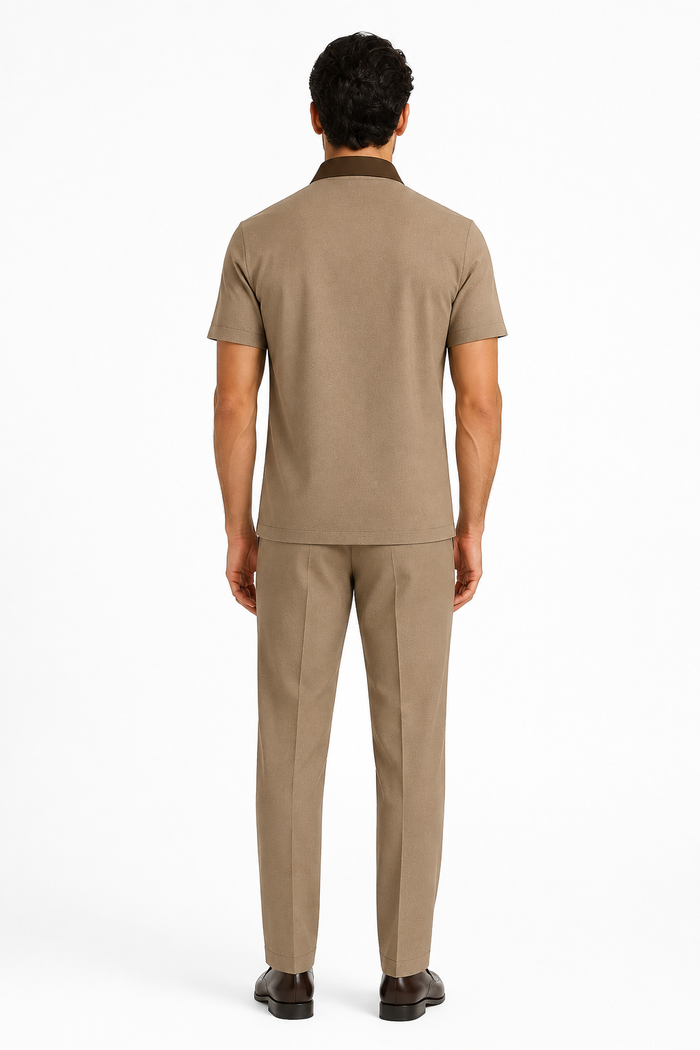 Mens Houndstooth Walking Suit by Dreams by Zacchi - 2 Piece Lei sure Set in brown/tan- $99