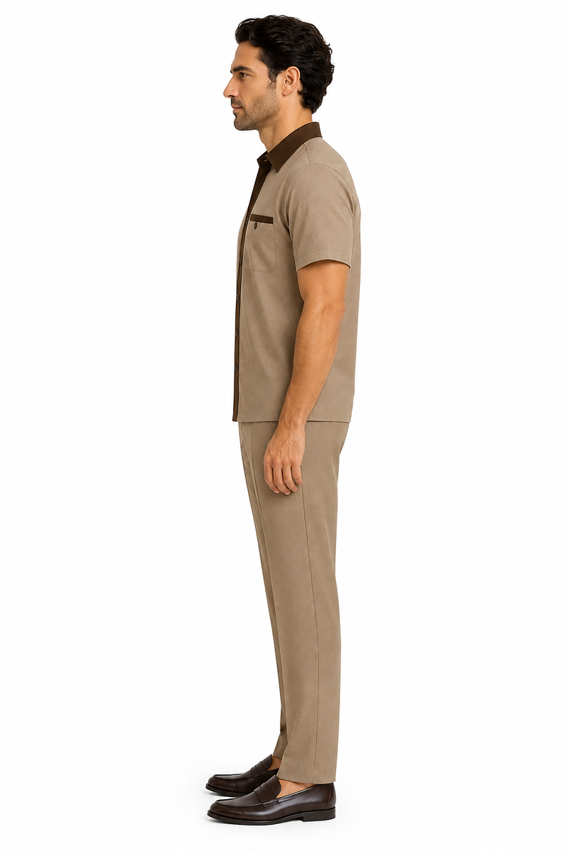 Mens Houndstooth Walking Suit by Dreams by Zacchi - 2 Piece Lei sure Set in brown/tan- $99