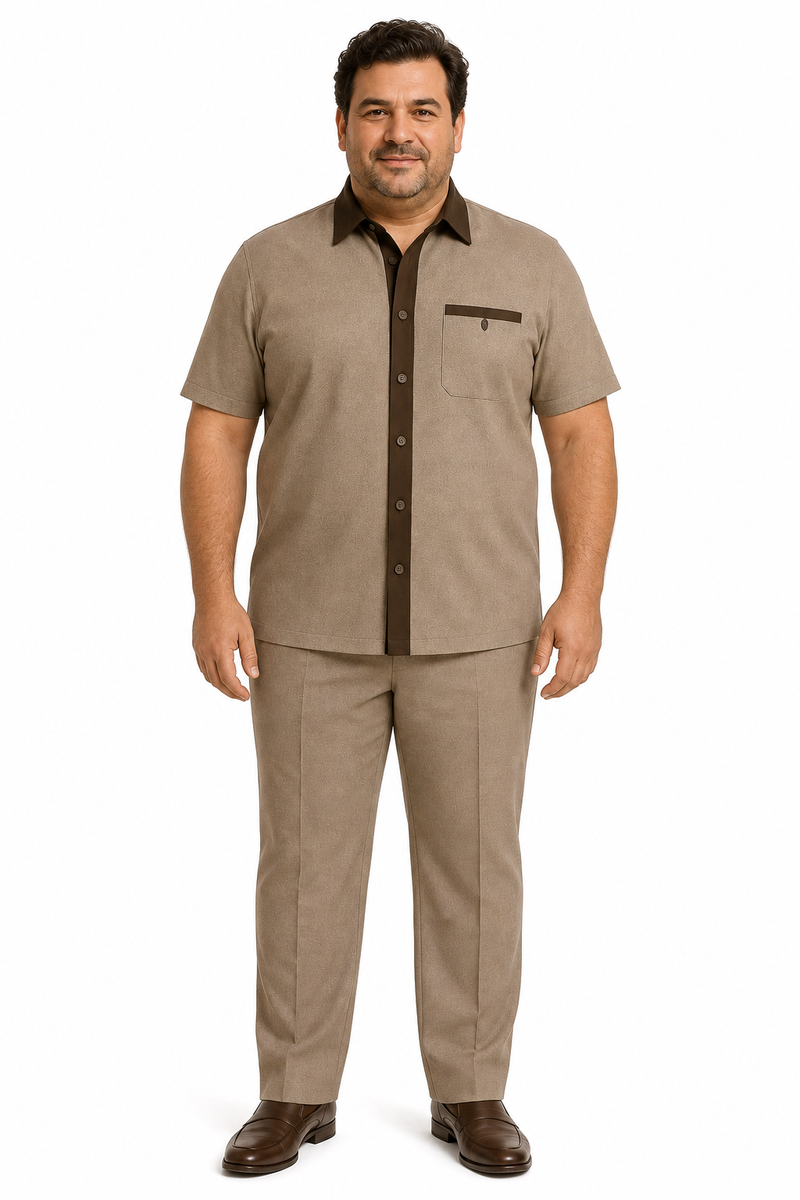 Mens Houndstooth Walking Suit by Dreams by Zacchi - 2 Piece Lei sure Set in brown/tan- $99