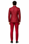 Mens Red Paisley Brocade Prom Tuxedo with Vested Double Breasted Suit - Wedding Ready