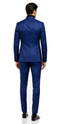 Men’s Sapphire Blue Paisley 3-Piece Suit – Slim Fit Designer Set for Weddings and Formal Events