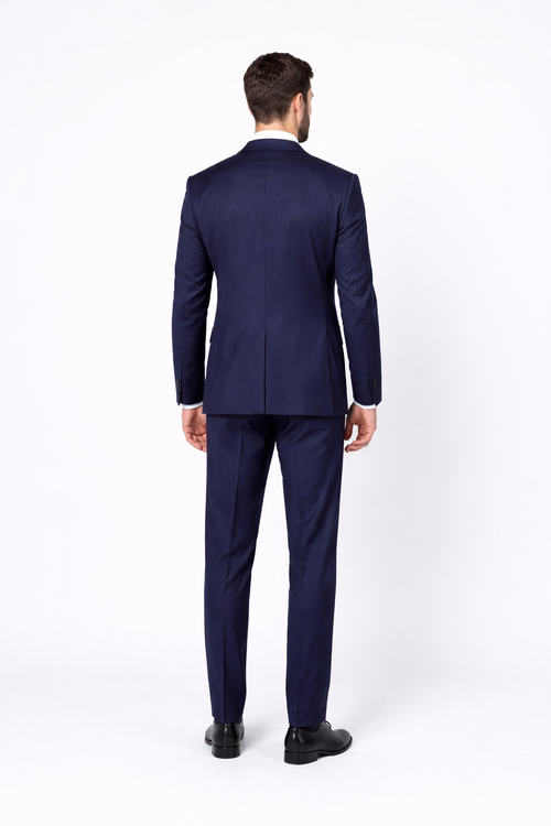 Menâ€™s Slim Fit 100% Wool Suit by Rossiman Rossi â€“ Peak Lapel Jacket & Plum Tapered Pants