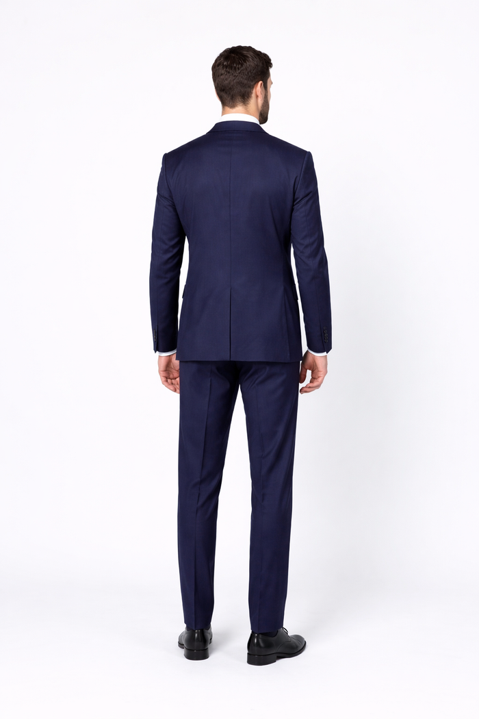 Mens Slim Fit 100% Wool Suit by Rossiman Rossi - Peak Lapel Jacket & Plum Tapered Pants