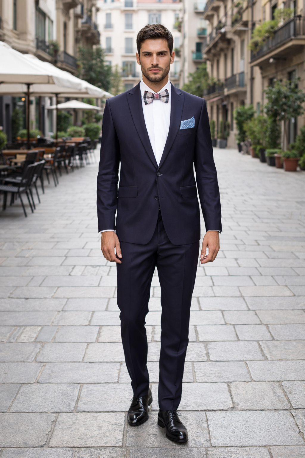 Menâ€™s Slim Fit 100% Wool Suit by Rossiman Rossi â€“ Peak Lapel Jacket & Plum Tapered Pants