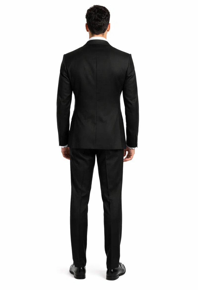 Rossi Man Men's Slim Fit Black Suit â€“ Double-Breasted Vest, Elegant Formalwear