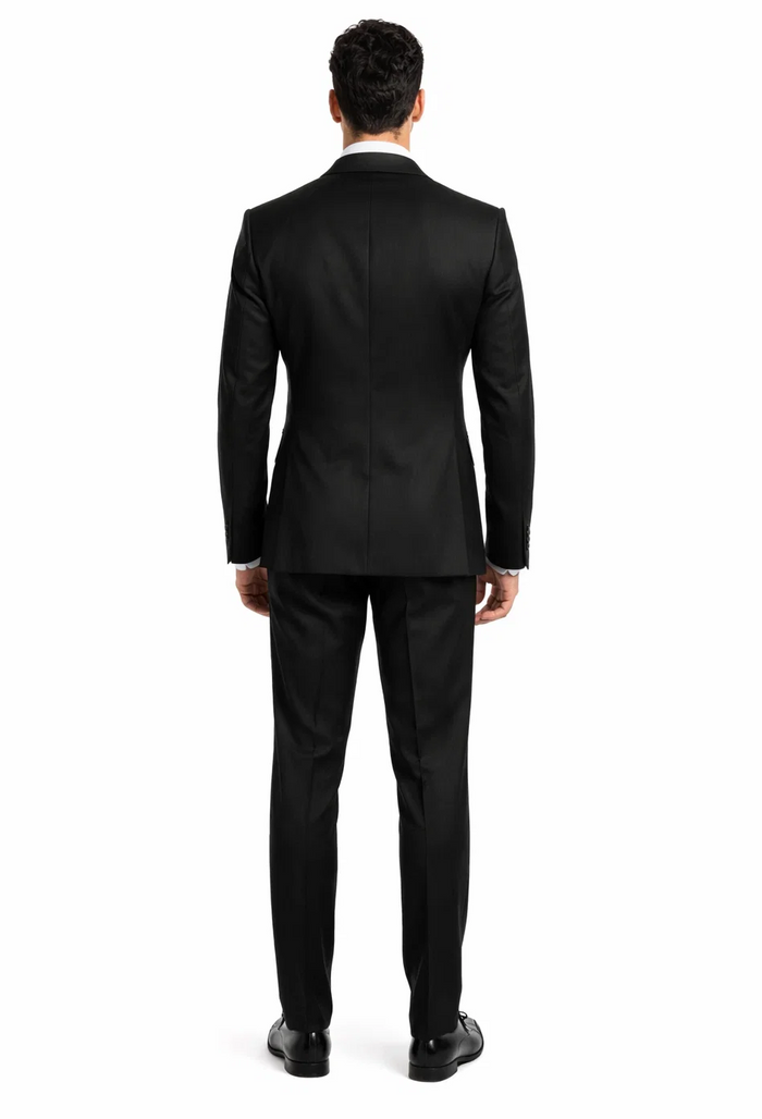 Rossi Man Men's Slim Fit Black Suit â€“ Double-Breasted Vest, Elegant Formalwear