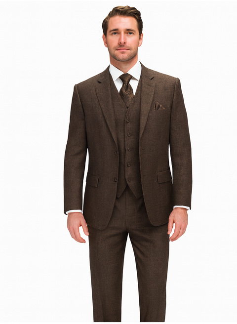 Statement Suits - Brown Wool Suits - Modern Fit Perfect for Business in 10 colors