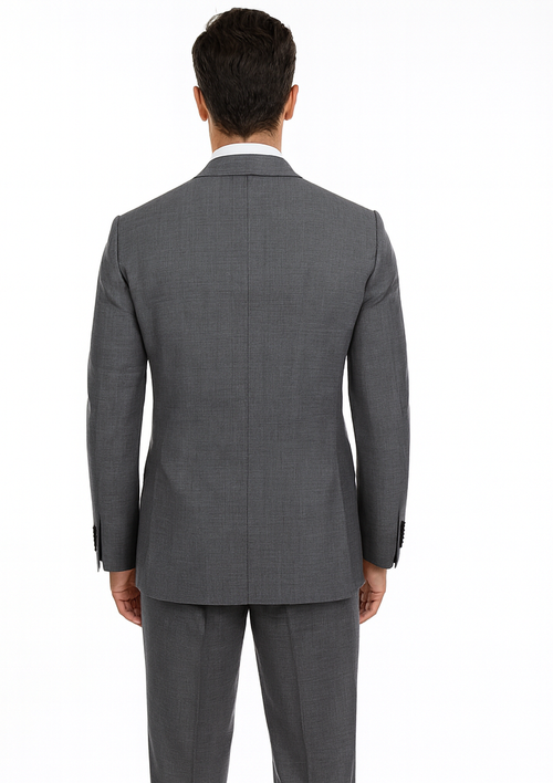 Alexander Collection - Charcoal Double Breasted 2 Piece Suit Regular Fit Tone on Tone Windowpane