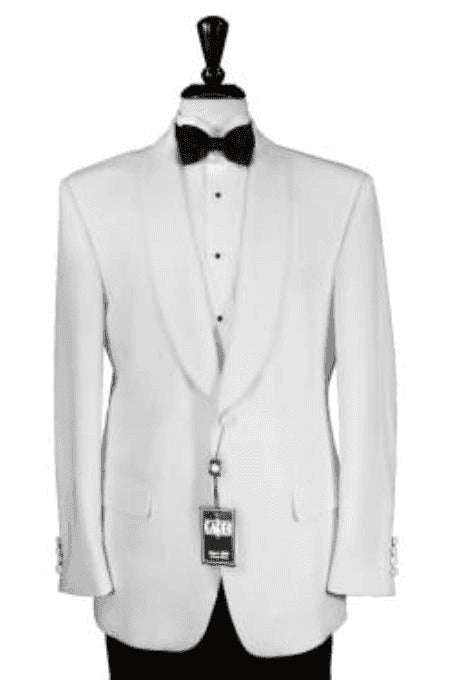 Men's White 1 Button Shawl Dinner Jacket - AlbertoNardoniStore