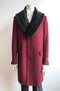 Men's Wool Car Burgundy Fur Collar Topcoat - AlbertoNardoniStore