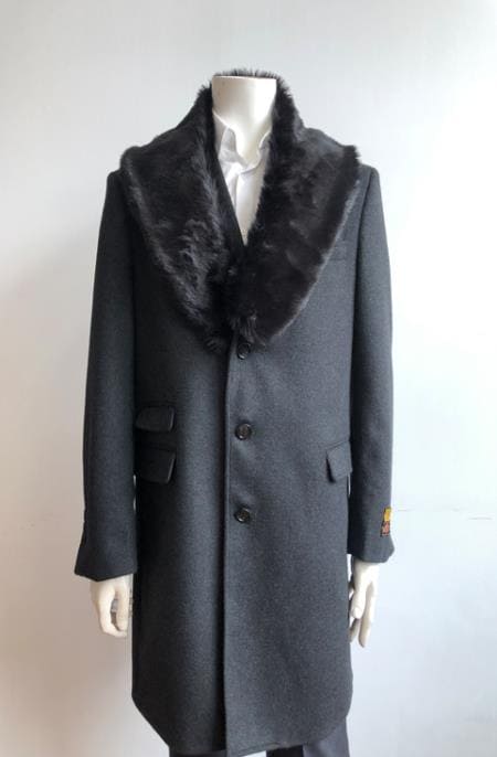 Men's Wool Car charcoal Topcoat - AlbertoNardoniStore