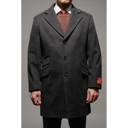 Men's Wool Car Coat Charcoal Topcoat - AlbertoNardoniStore