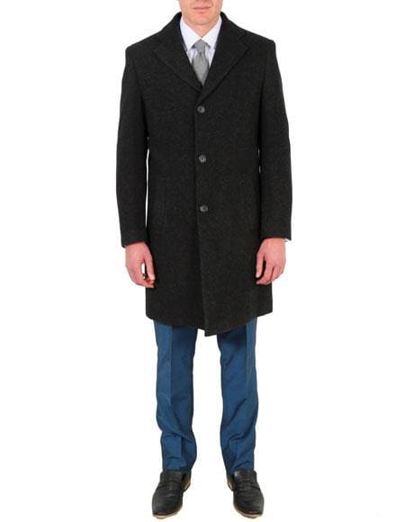 Men's Wool Car Coat charcoal wool Topcoat - AlbertoNardoniStore