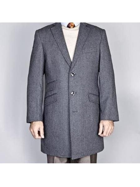 Men's Wool Car Coat Gray Topcoat - AlbertoNardoniStore