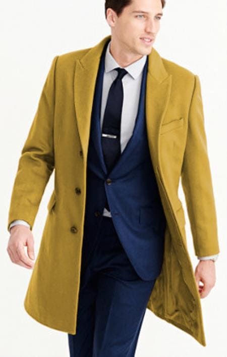 Men's Wool Car Coat Sand Topcoat - AlbertoNardoniStore